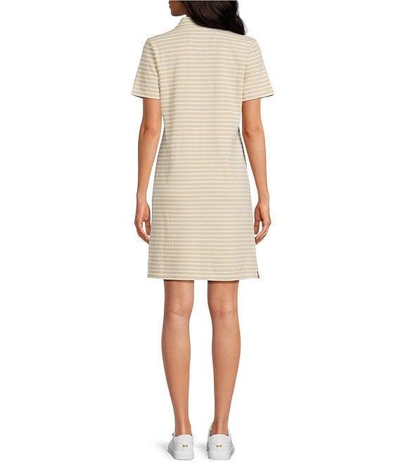 Southern Tide Demi Stripe Print Collared V-Neck Short Sleeve Cotton Polo A-Line Dress Product Image