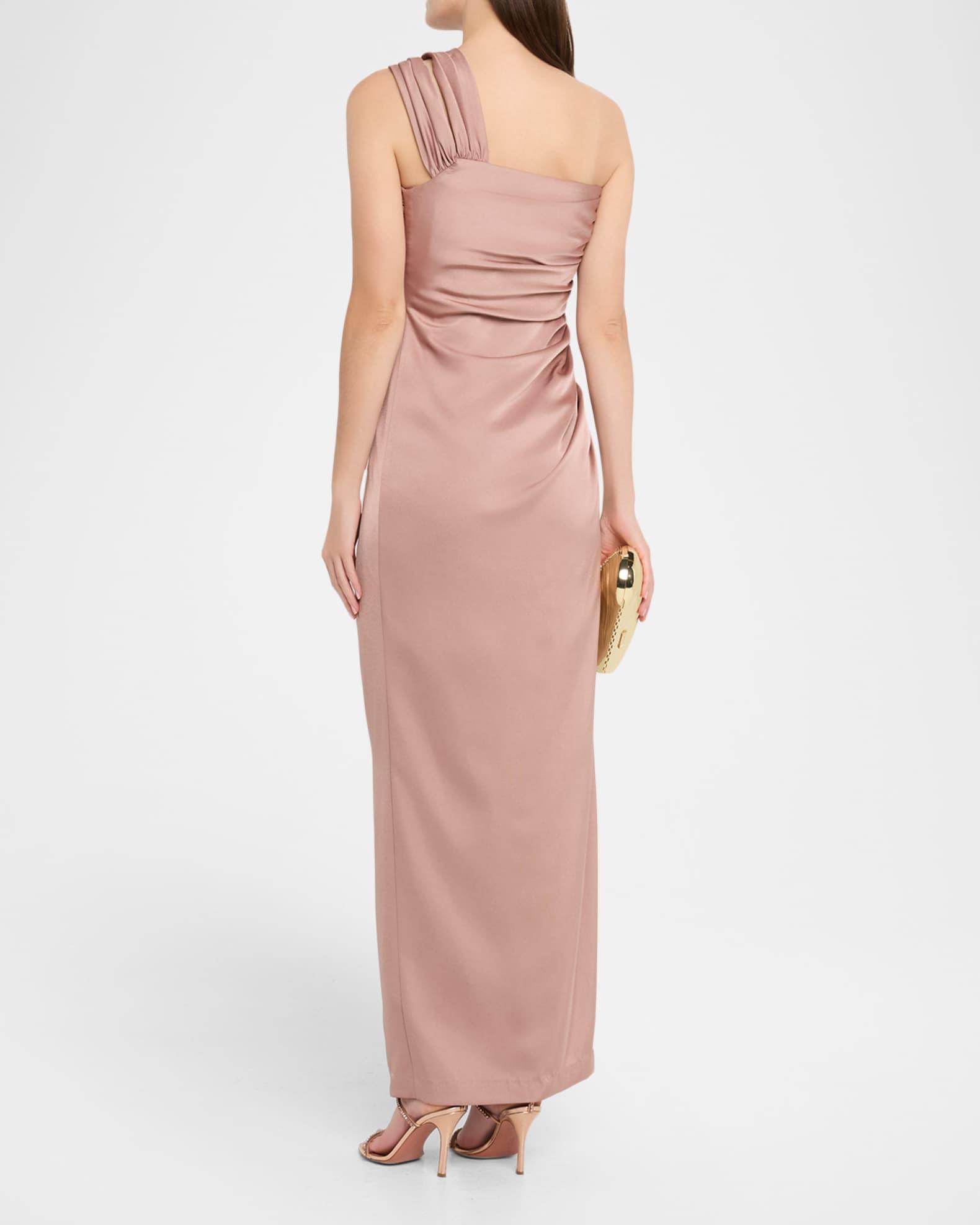 Ruched One-Shoulder Column Gown Product Image
