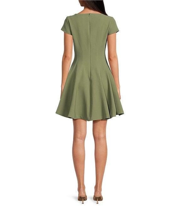 Steve Madden Nilli Solid Woven Scoop Neck Short Sleeve Fit & Flare Dress Product Image