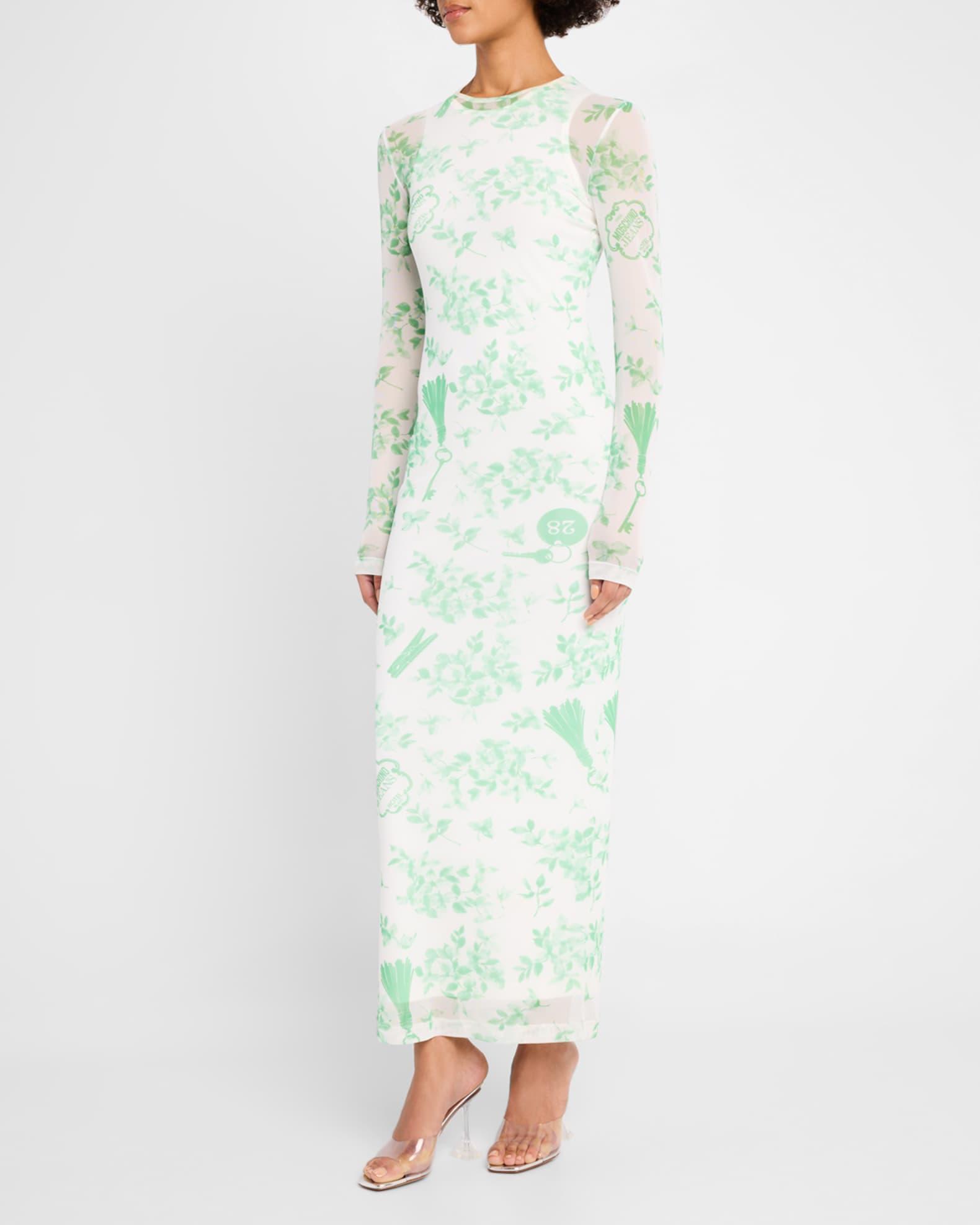Long-Sleeve Printed Tulle Dress Product Image