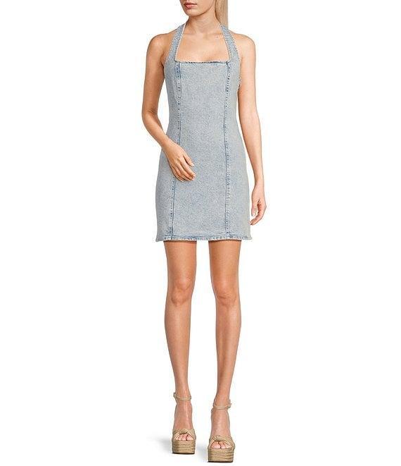 GB Denim Halter Mini Dress Product Image