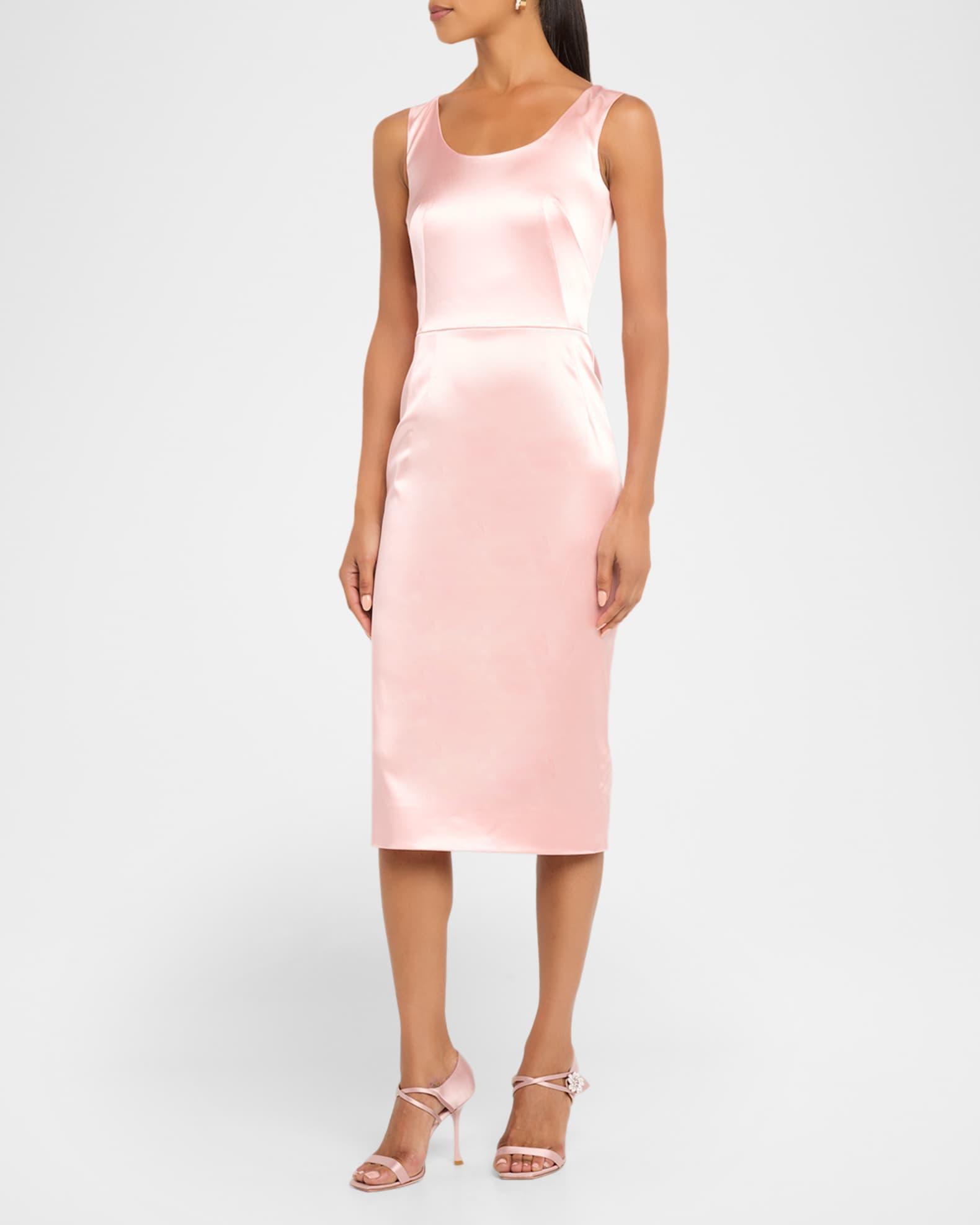 Scoop-Neck Stretch Satin Midi Dress Product Image
