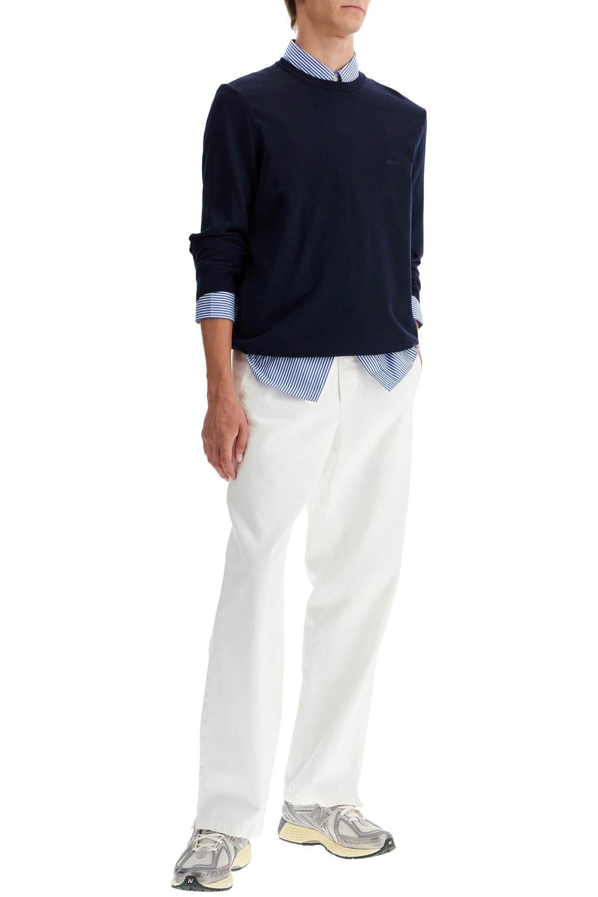 HUGO BOSS Logo-embroidered Sweater In Wool In Blue Product Image