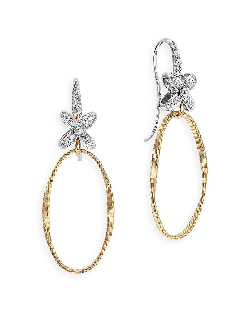 Marco Bicego 18K White & Yellow Gold Marrakech Onde Diamond Flower Drop Earrings Product Image