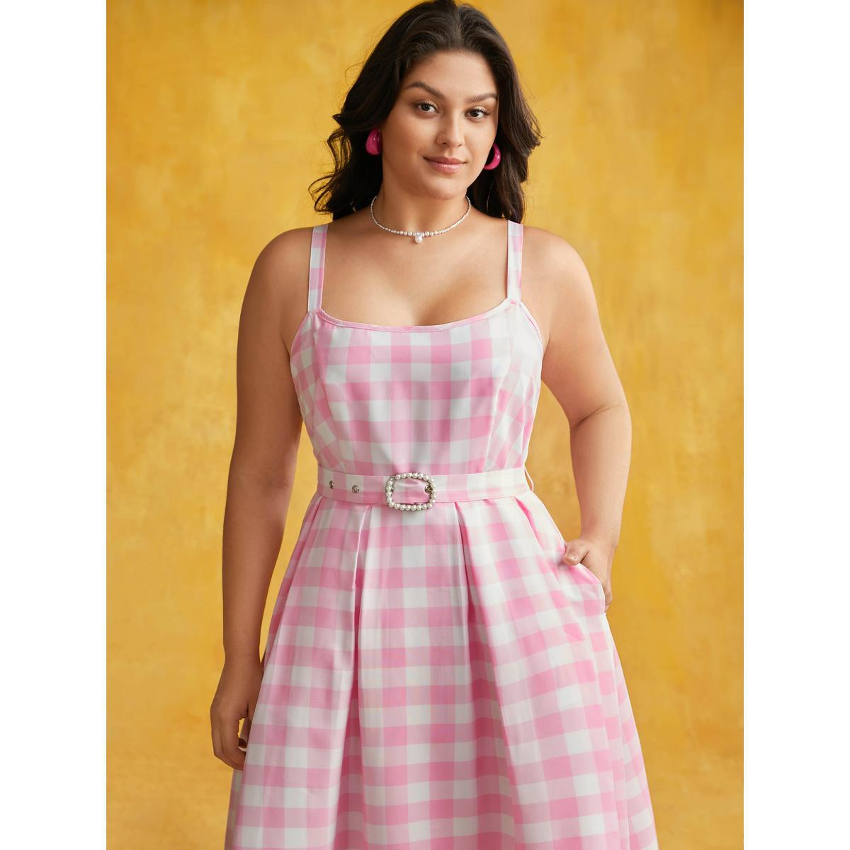 Plus Size Sweetheart Lumbar Fold Midi Dress Blush Women Cocktail Belted Party Curvy Bloomchic 14-16/1X Product Image