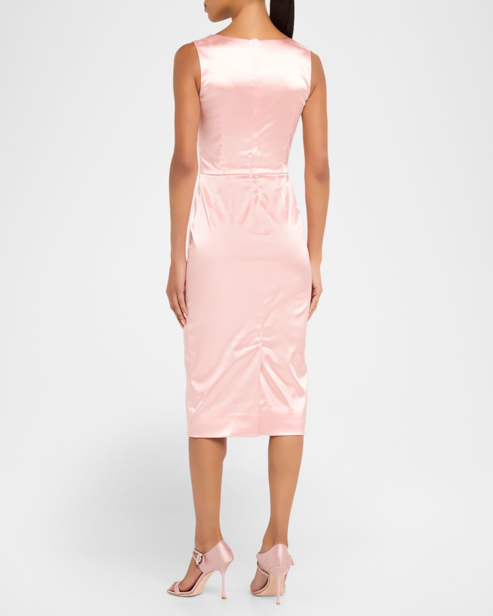 Scoop-Neck Stretch Satin Midi Dress Product Image