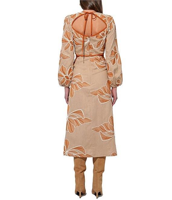 Adelyn Rae Joy Embroidered Floral Print Side Cut Out & Open Back Midi Dress Product Image