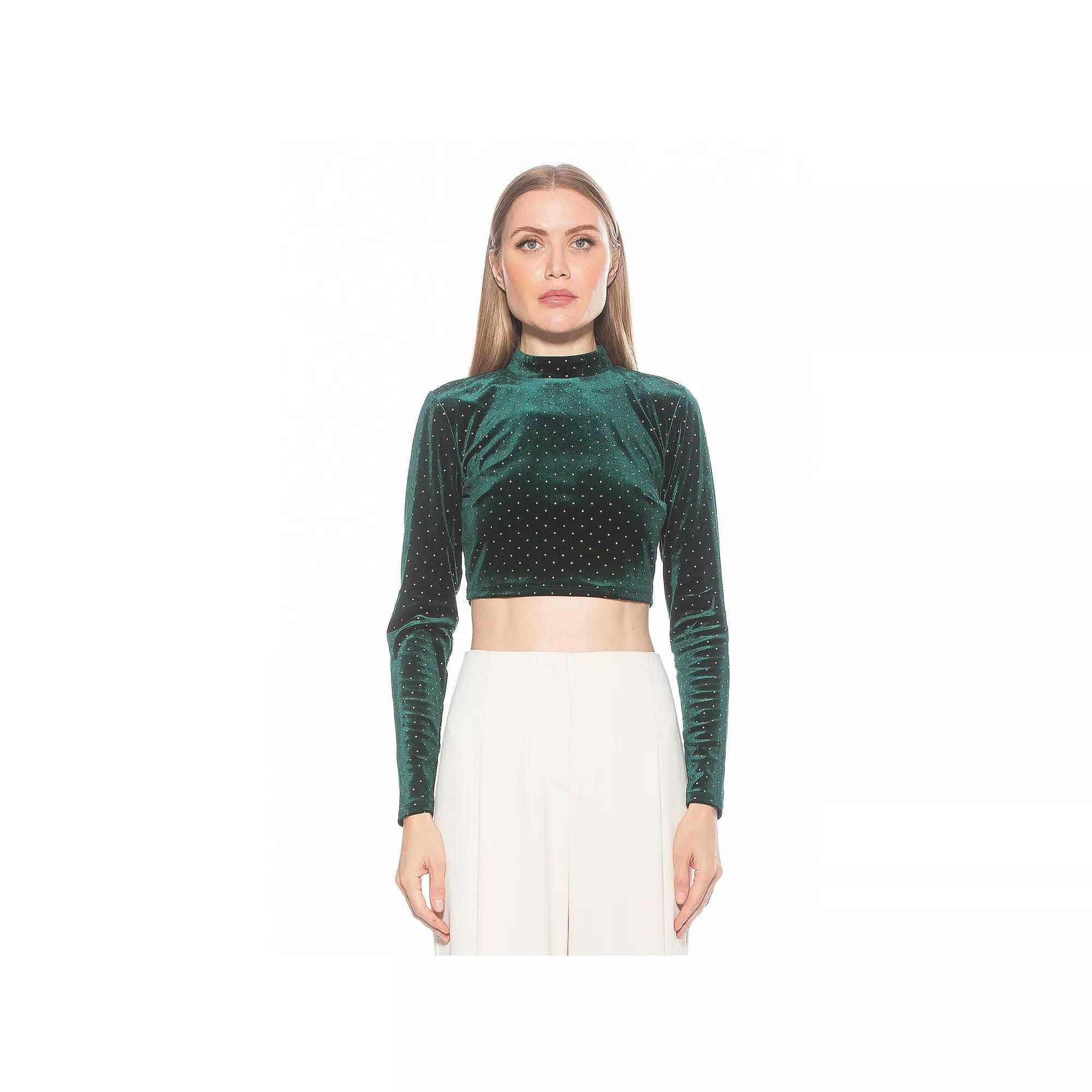 Women's ALEXIA ADMOR Ari Draped Mockneck Long Sleeve Top, Size: Small, Blue Product Image