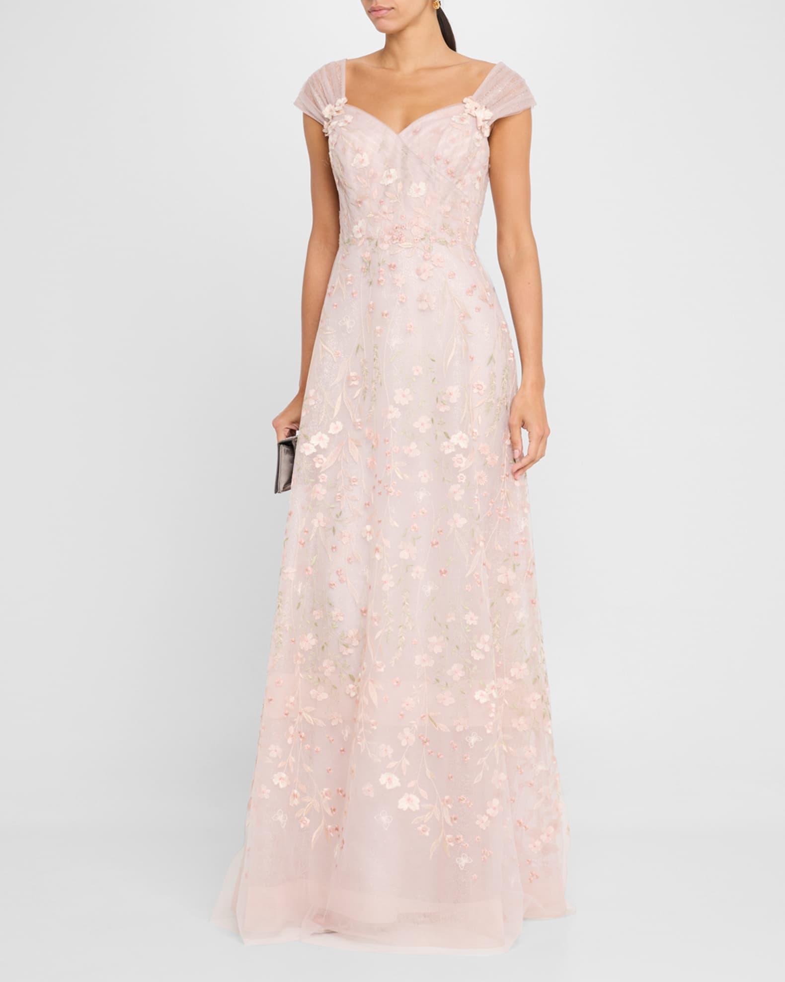 Floral-Embroidered Tulle Gown Product Image
