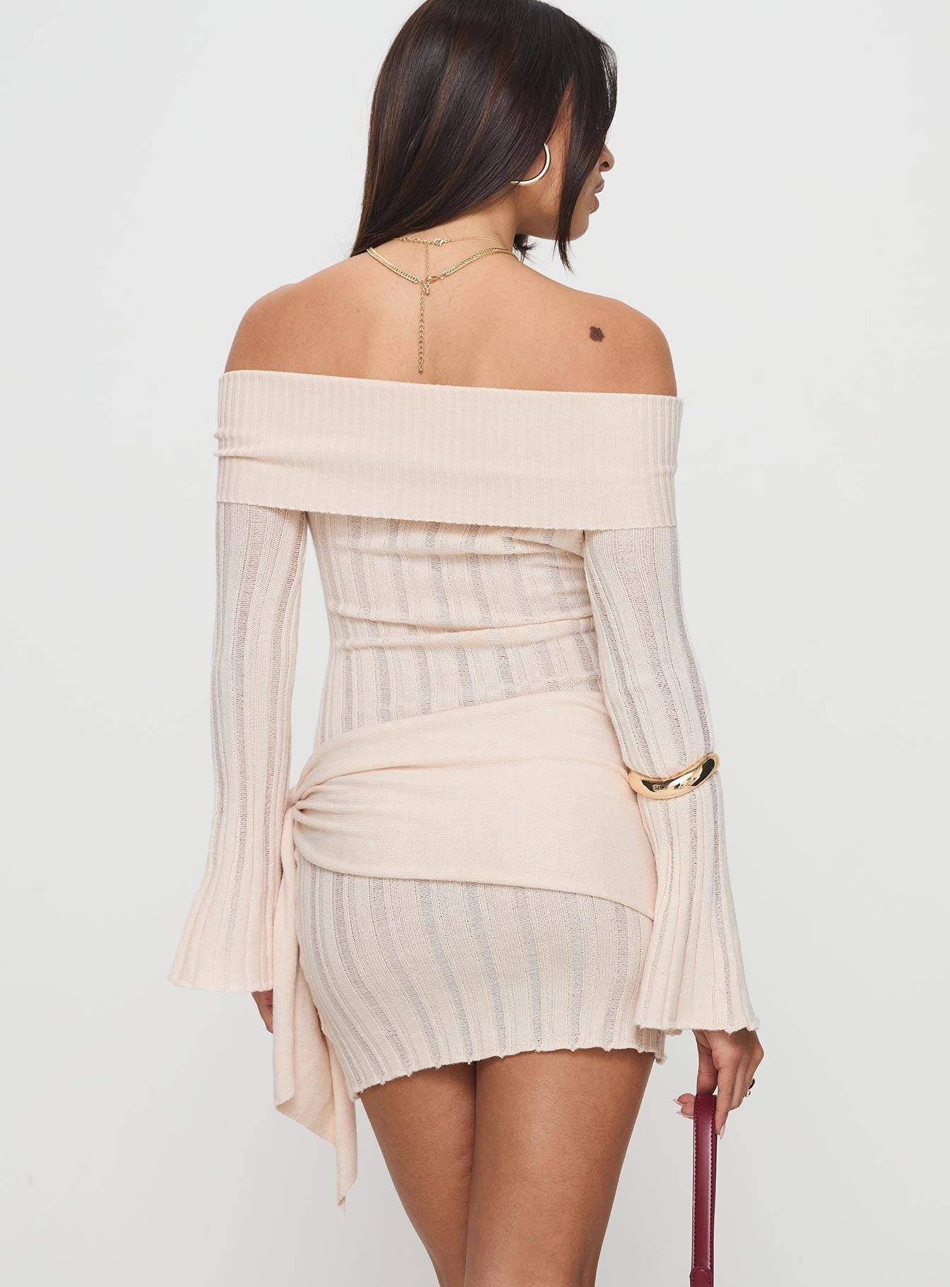 Oalie Off The Shoulder Mini Dress Cream Product Image