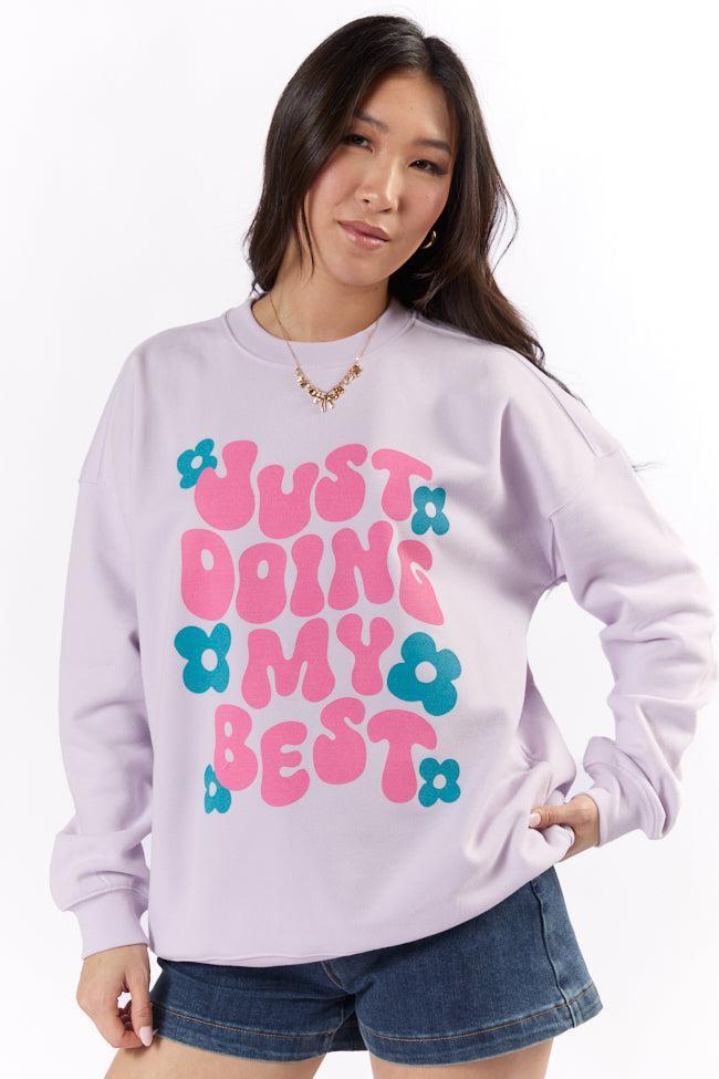 Just Doing My Best Light Lilac Graphic Sweatshirt Product Image