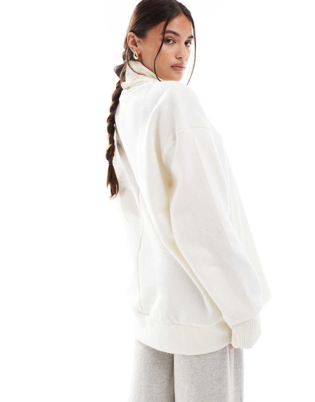 ASOS DESIGN supersoft long line turtleneck in winter white - part of a set Product Image