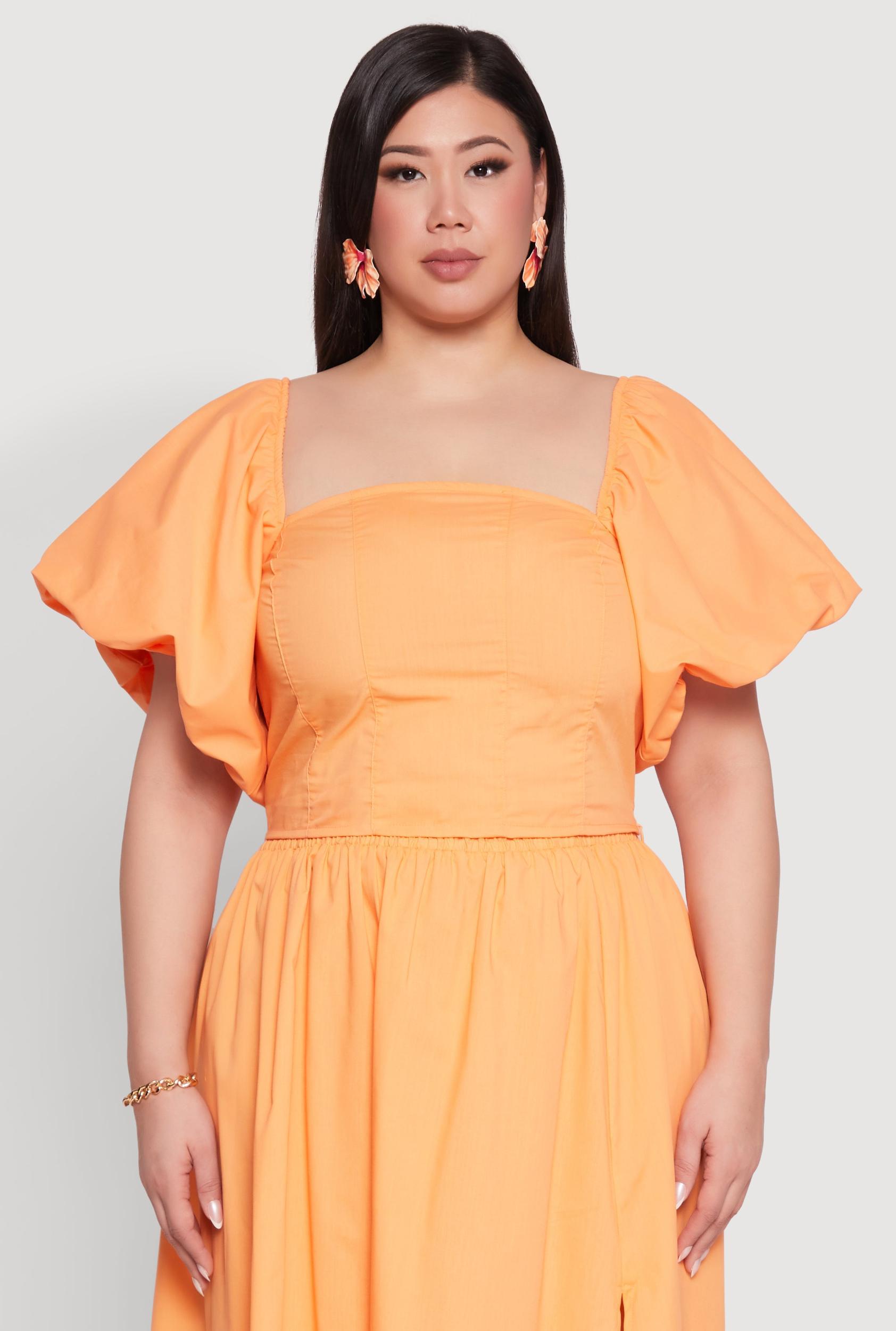 Womens Plus Size Smocked Back Poplin Crop Top Product Image