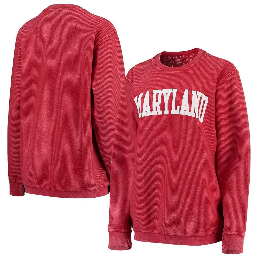 Womens Pressbox Maryland Terrapins Comfy Cord Vintage Wash Basic Arch Pullover Sweatshirt Product Image