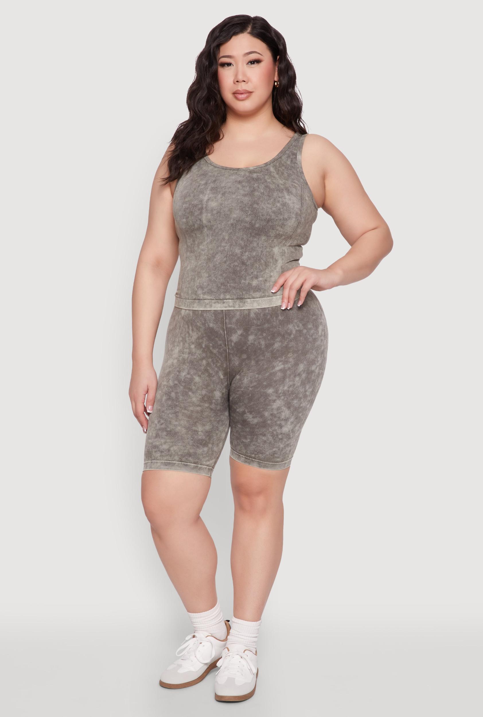 Womens Plus Size Mineral Wash Seamless Biker Shorts Product Image