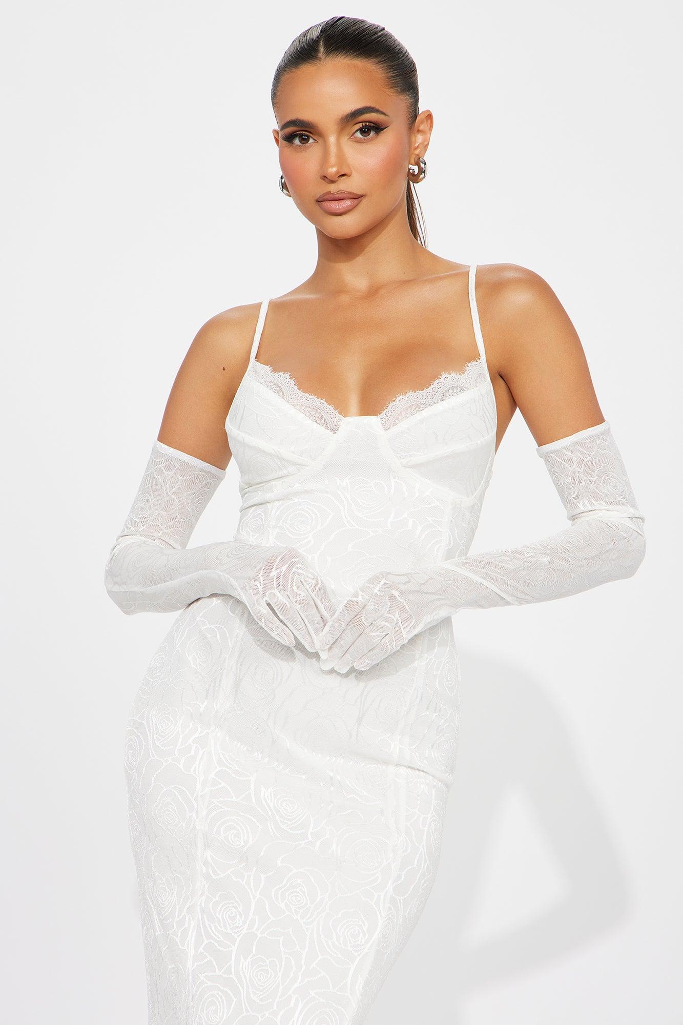 Romance Glove Dress Set - White Product Image