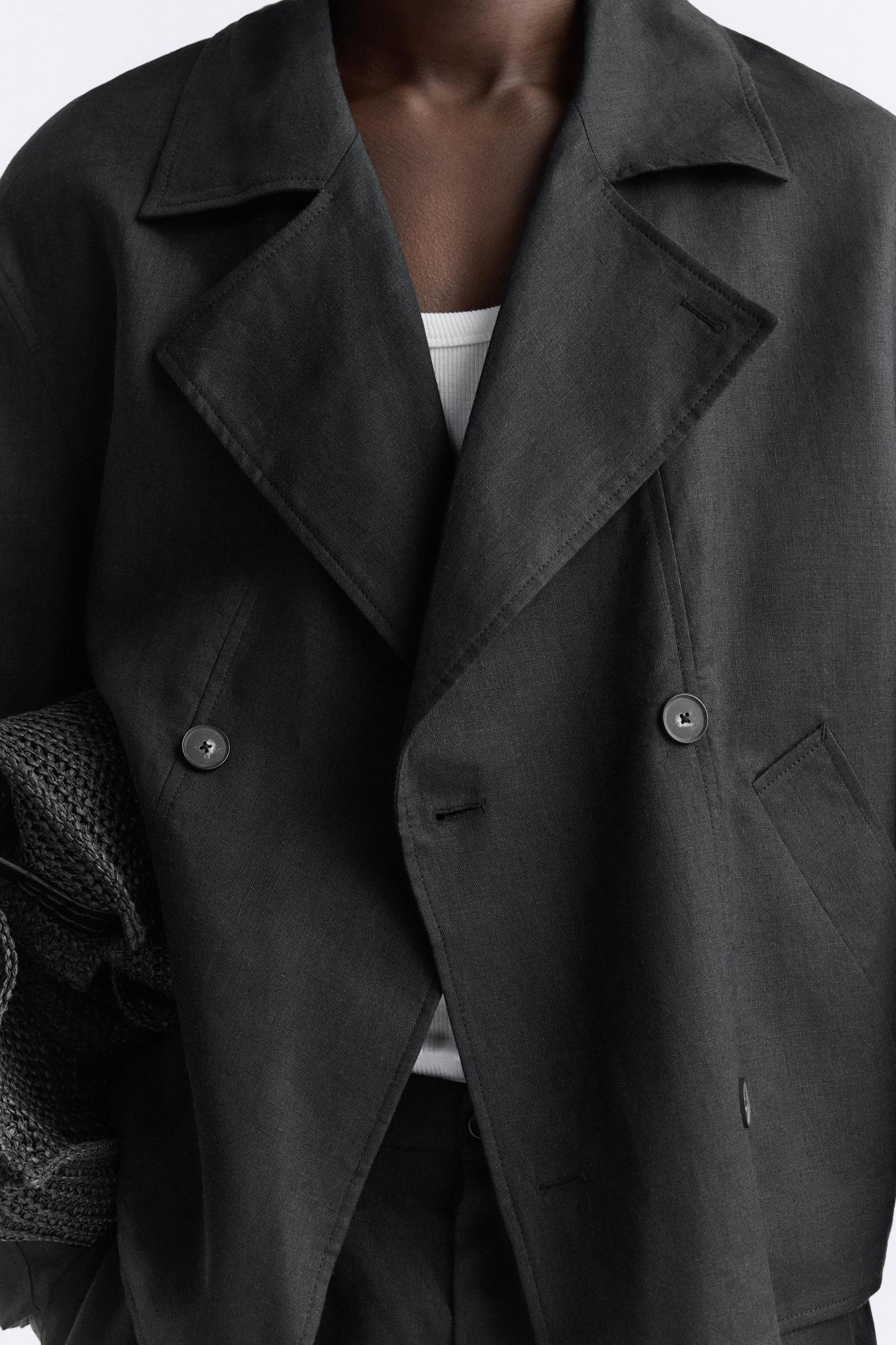 100% LINEN SHORT TRENCH COAT Product Image