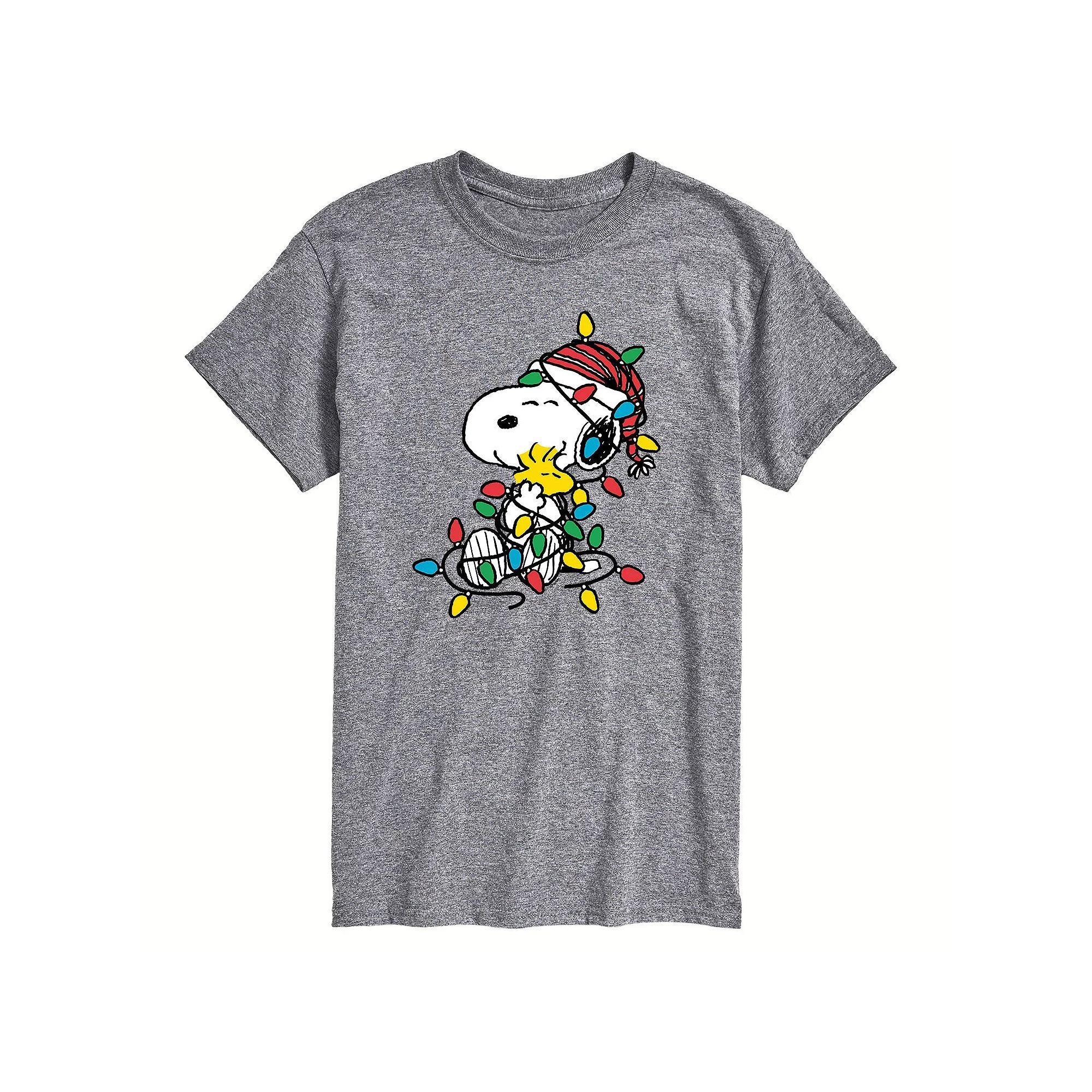 Men's Peanuts Christmas Lights Tee, Size: XXL, Gray Product Image