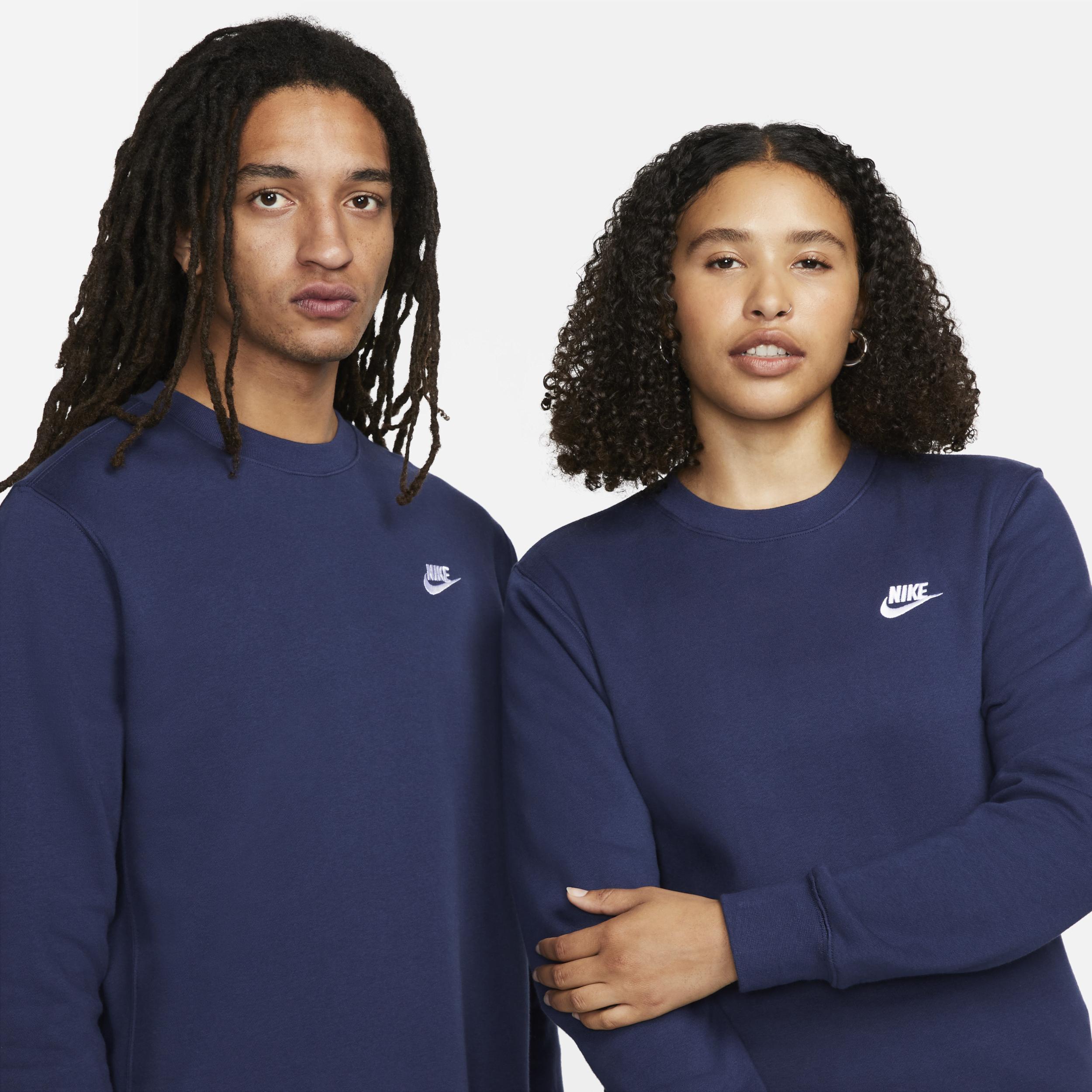 Men's Nike Club Fleece Crew, Size: XL, Black Navy White Product Image