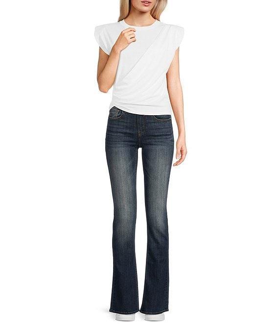 Vigoss Shoulder Pad Faux Wrap Top Product Image