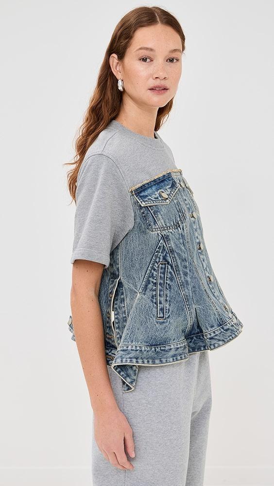 3.1 Phillip Lim Flounce Hybrid Denim Top with French Terry Combo | Shopbop Product Image