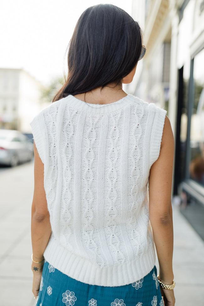 Weather It Together Ivory Cable Knit Sweater Vest FINAL SALE Product Image