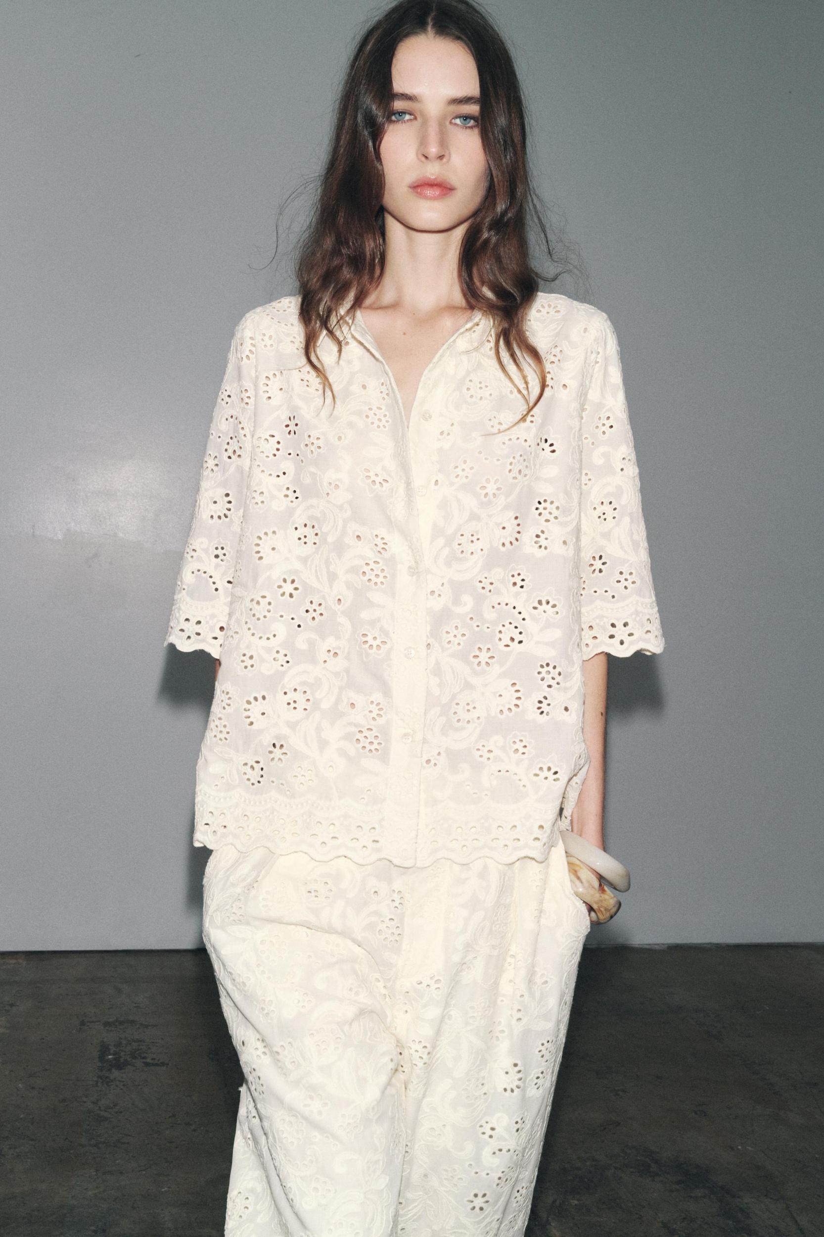 ZW COLLECTION EYELET EMBROIDERY SHIRT Product Image