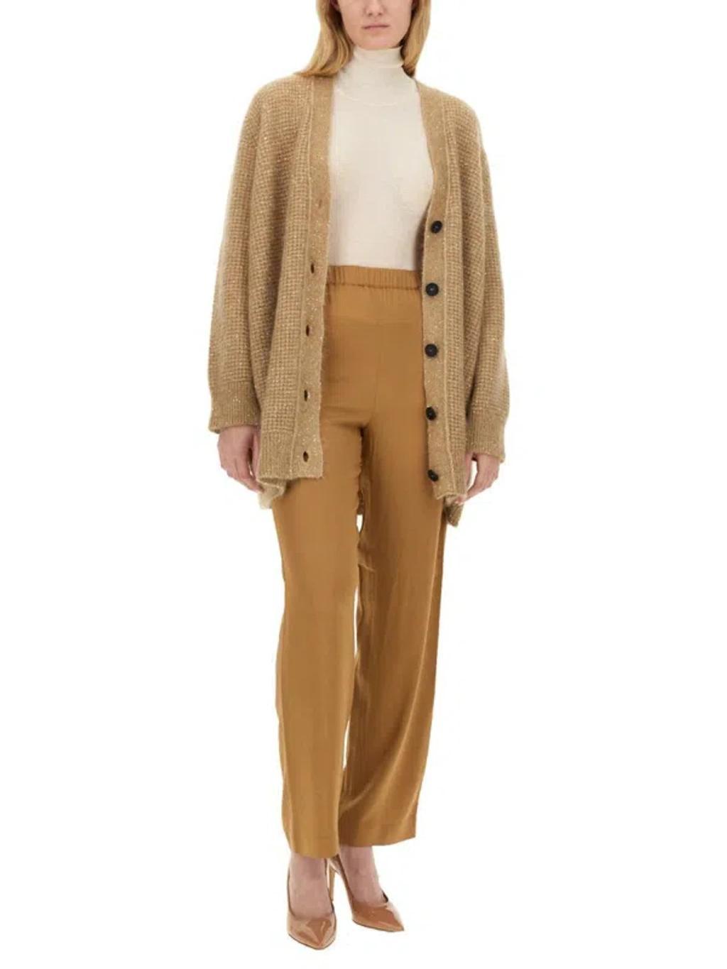 FABIANA FILIPPI Sequinned Diamond-stitch Cardigan In Beige Product Image