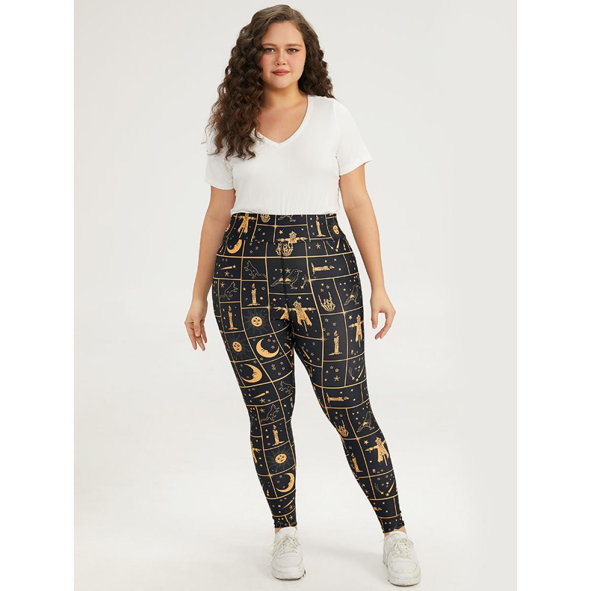 Plus Size Halloween Graphic Skinny Elastic Waist Leggings Women Black Casual High stretch Skinny High Rise Festival-Halloween Leggings BloomChic 10/M Product Image