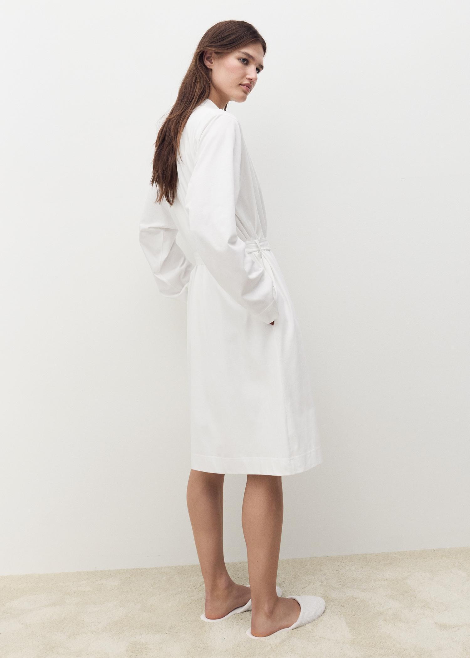Cotton gown with embroidery detail - Home | MANGO USA Product Image
