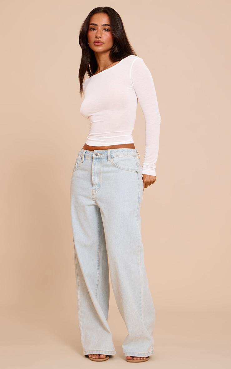 Petite White Sheer Long Sleeve Top Product Image