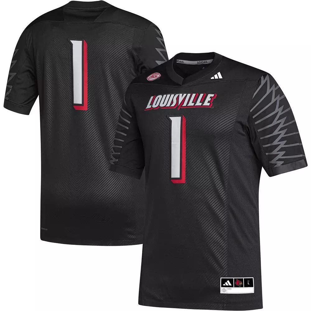Men's adidas #1 Black Louisville Cardinals Premier Football Jersey, Size: XL Product Image
