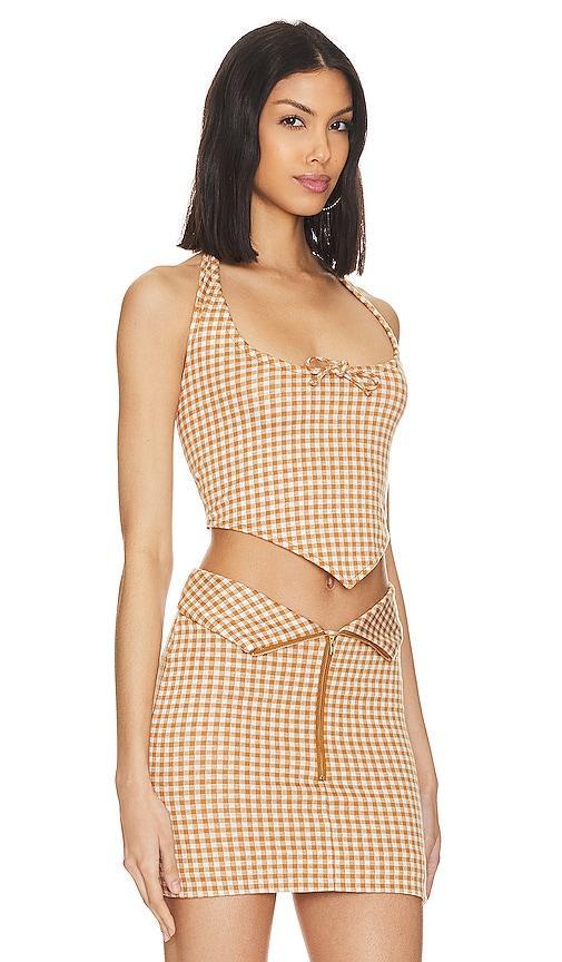 Lovers and Friends Holland Top in Brown & White Product Image