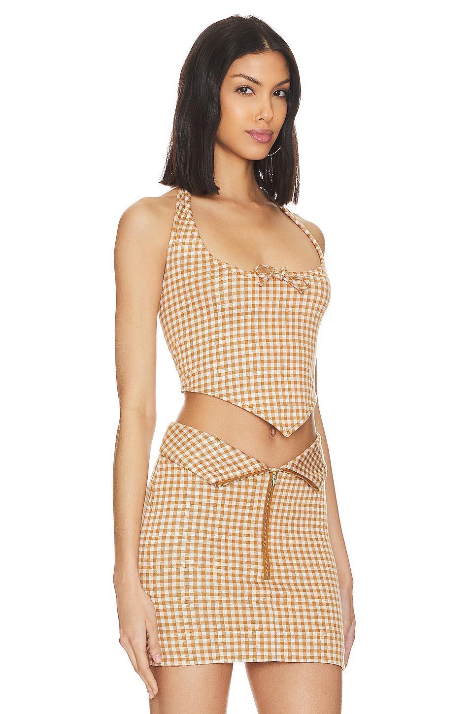 Lovers and Friends Holland Top in Brown & White Product Image