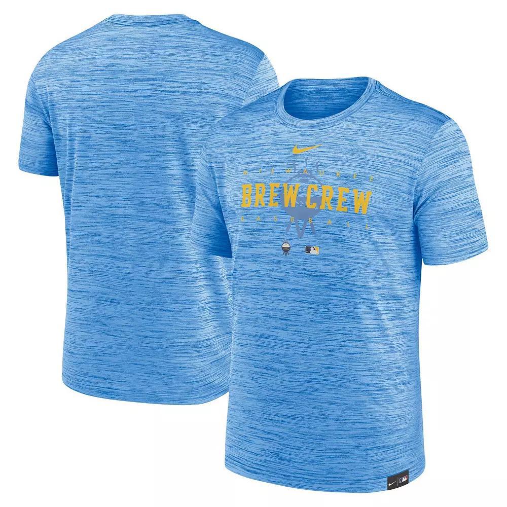 Men's Nike Powder Blue Milwaukee Brewers City Connect Velocity Practice Performance T-Shirt, Size: Small, Light Product Image