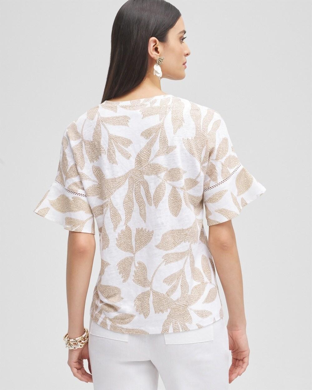 Leaves Linen Blend Flutter Sleeve Top Product Image