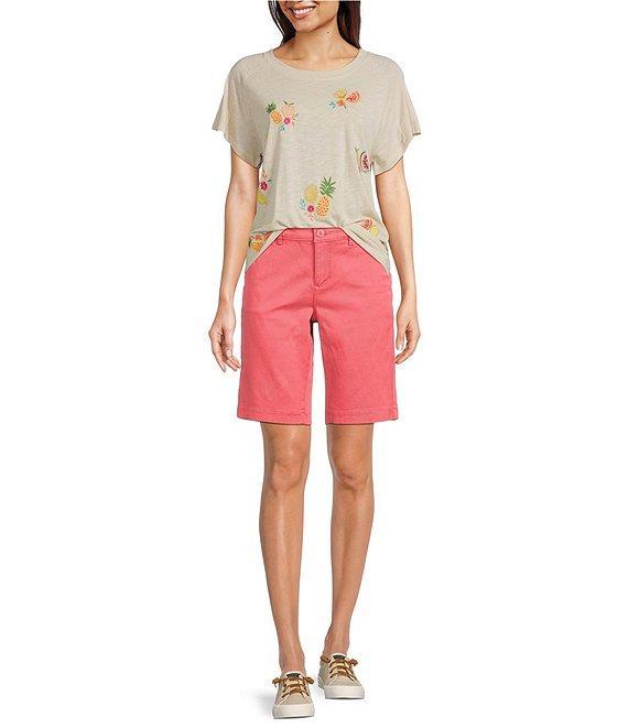 NYDJ Stretch Twill Flat Front High Rise Shorts Product Image