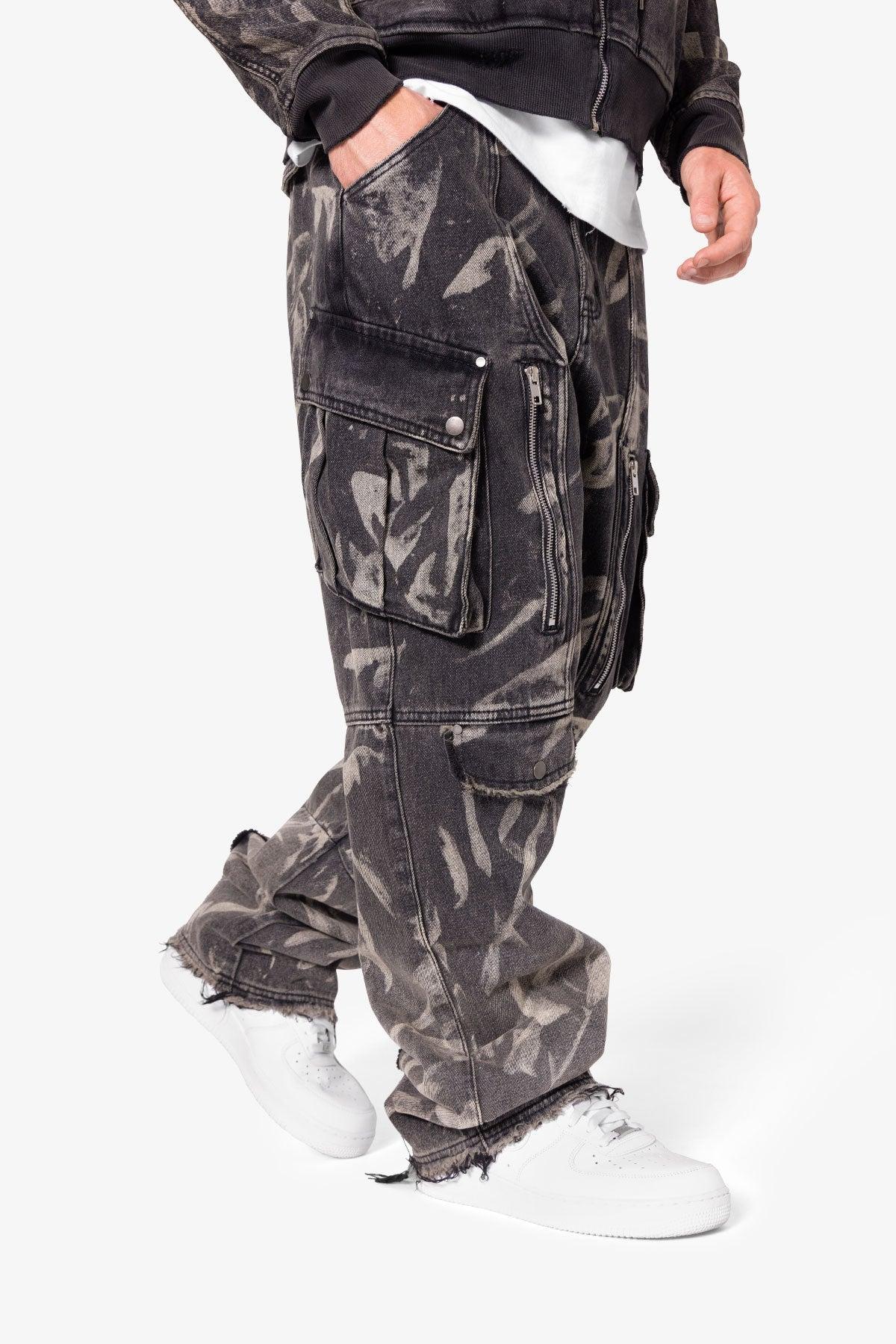 Ultra Baggy Rippled Denim Cargo Pants - Black Product Image