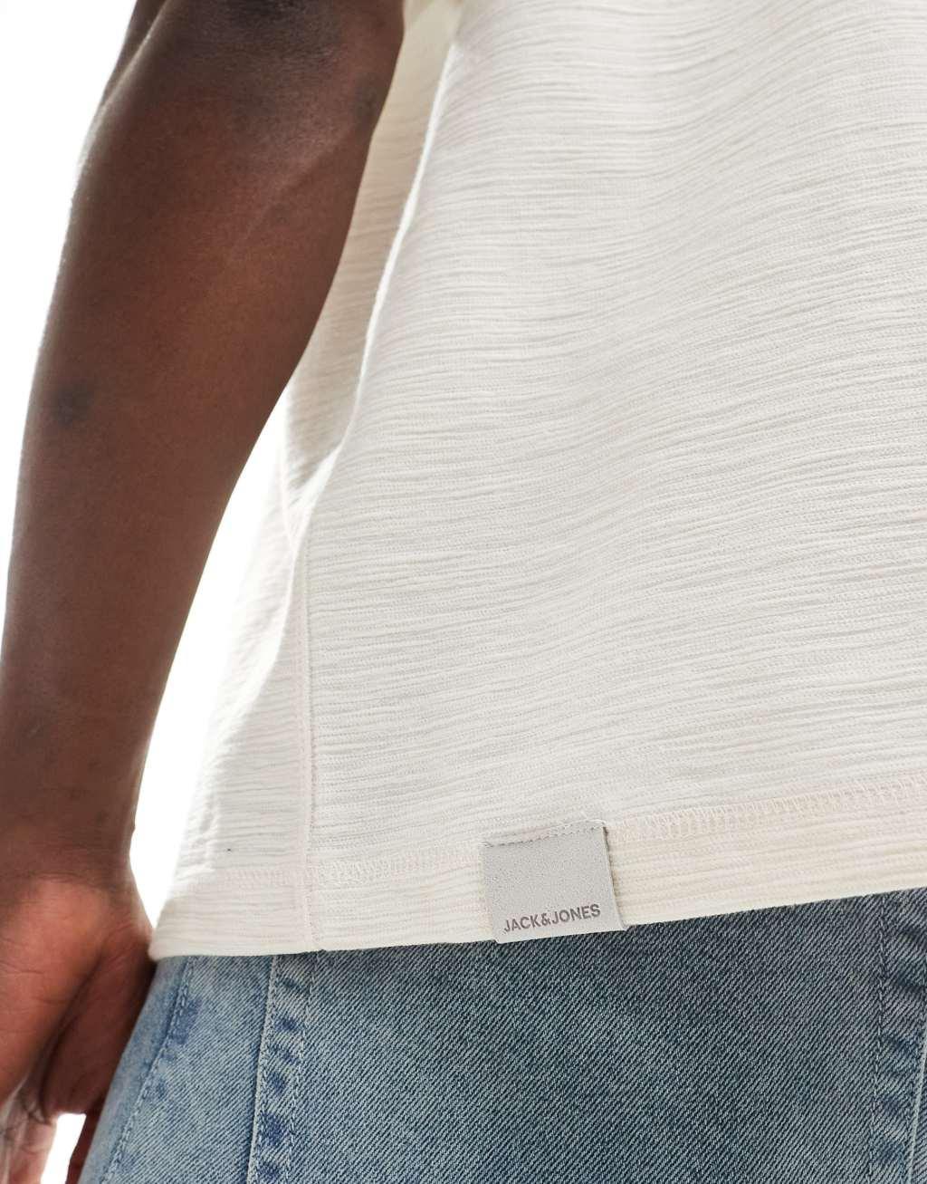 Jack & Jones Premium oversized textured t-shirt in ecru Product Image