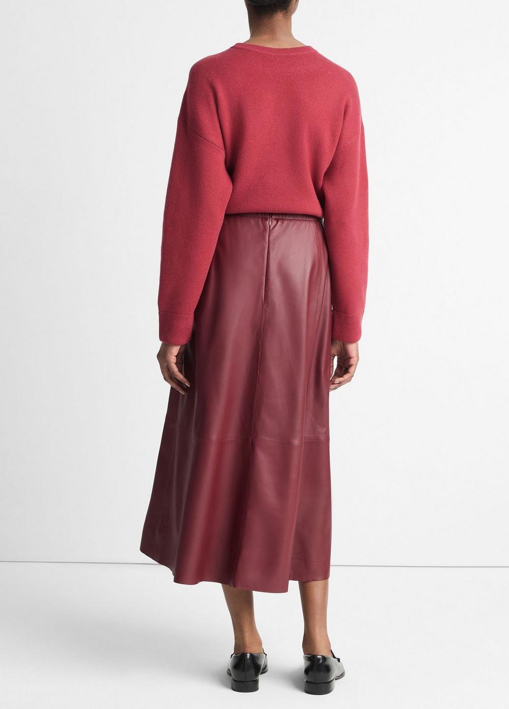 Womens Gathered Leather Mid-Rise Skirt, Dark Rasberry, Size S Vince Product Image