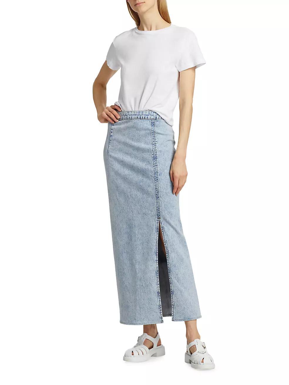Ms. Madison Acid-Washed Denim Maxi Skirt Product Image