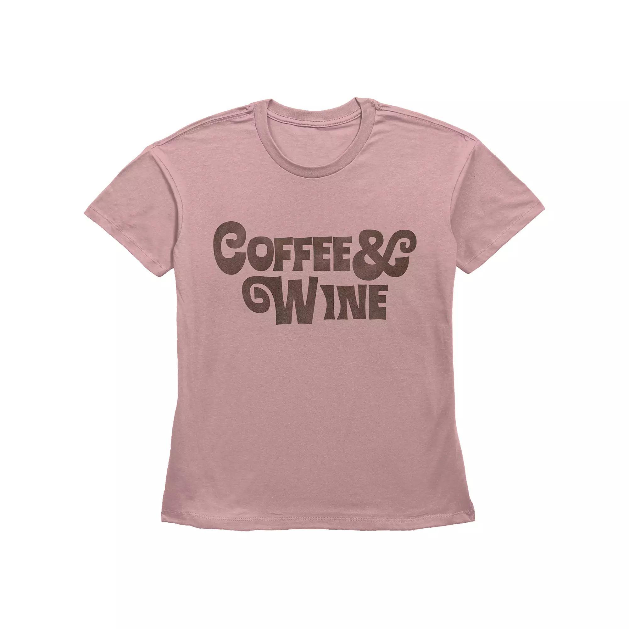 Women's Coffee & Wine Basic Fit Graphic Tee, Size: Small, Desert Pink Product Image