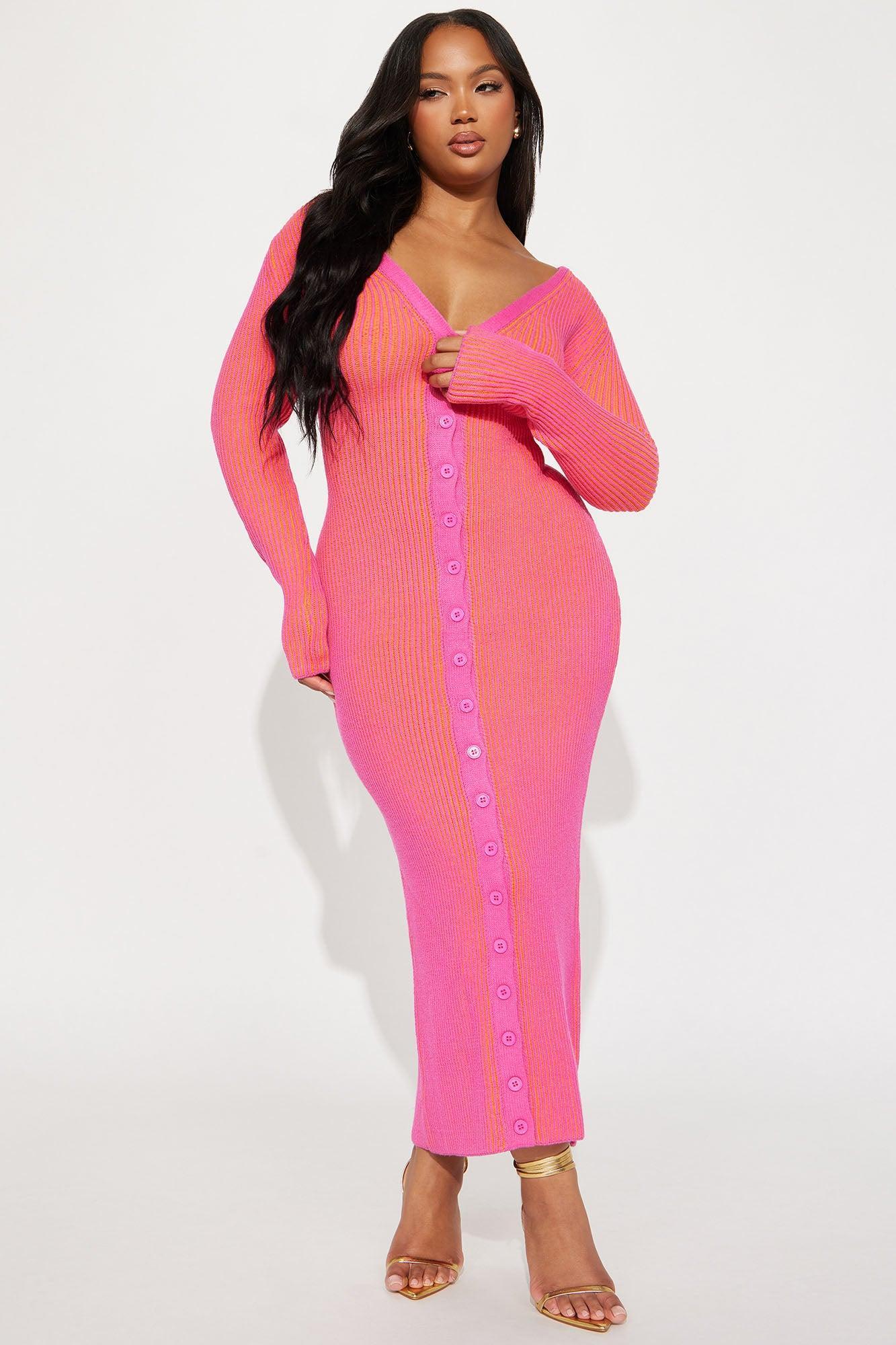 Mariah Sweater Maxi Dress - Pink/combo Female Product Image