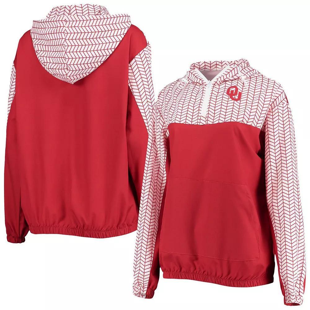 Women's ZooZatz Crimson Oklahoma Sooners Chevron Swishy Quarter-Zip Hoodie Jacket, Size: Medium, Red Product Image