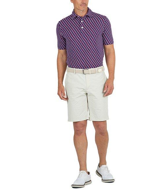 IBKUL Modern Fit Short Sleeve Waving Stars & Stripes Print Polo Shirt Product Image