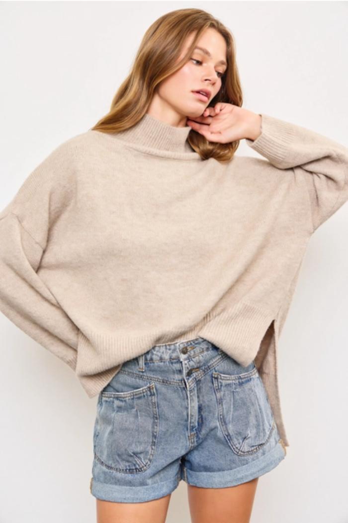 Mock Neck Knit Top Product Image