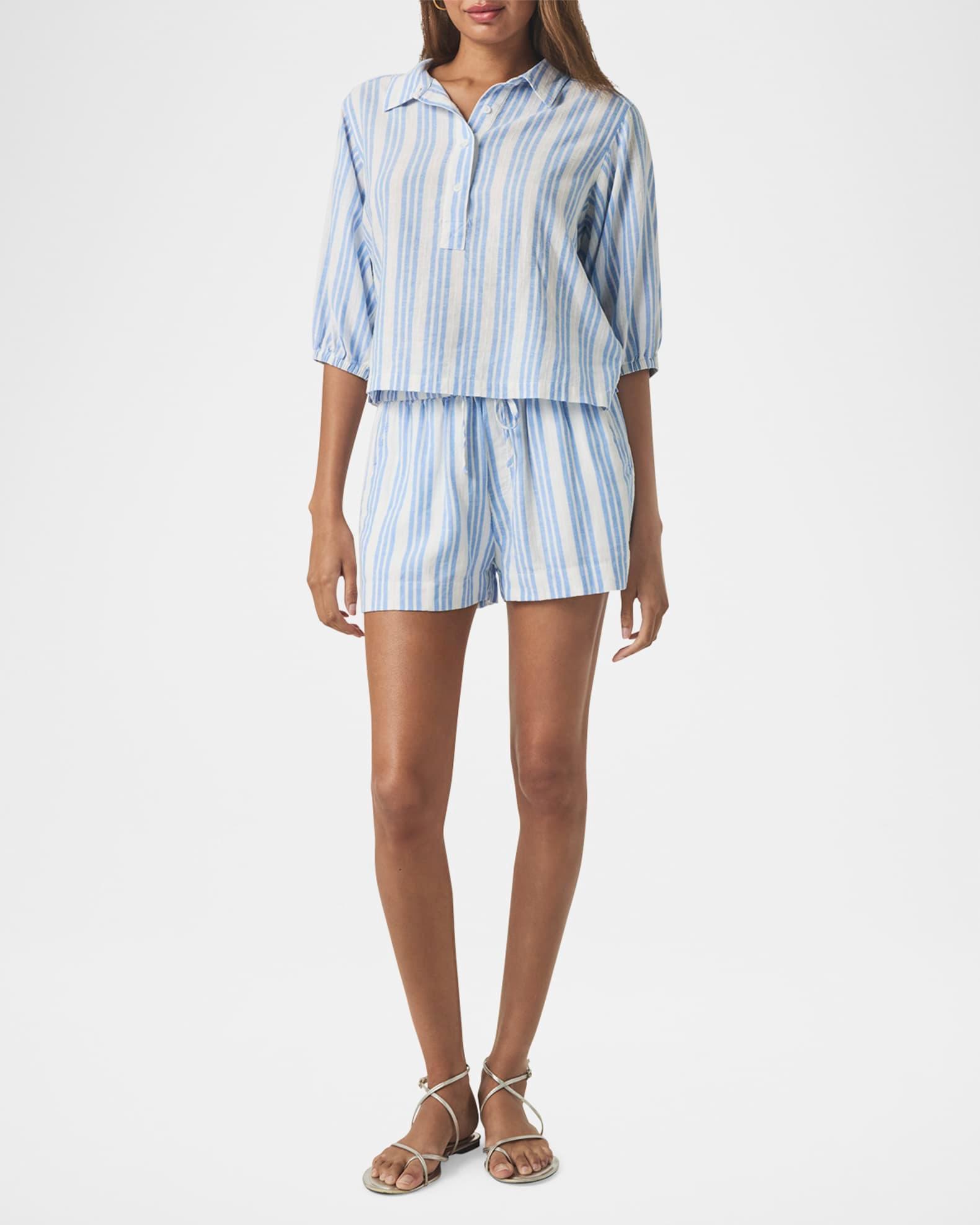 Allison Striped Linen-Blend Top Product Image