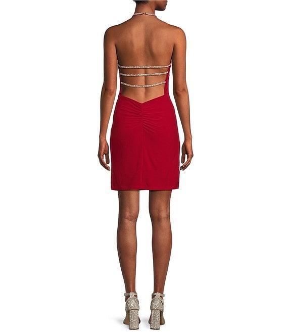 Morgan & Co. Sweetheart Sleeveless Rhinestone Straps Short Cocktail Dress Product Image