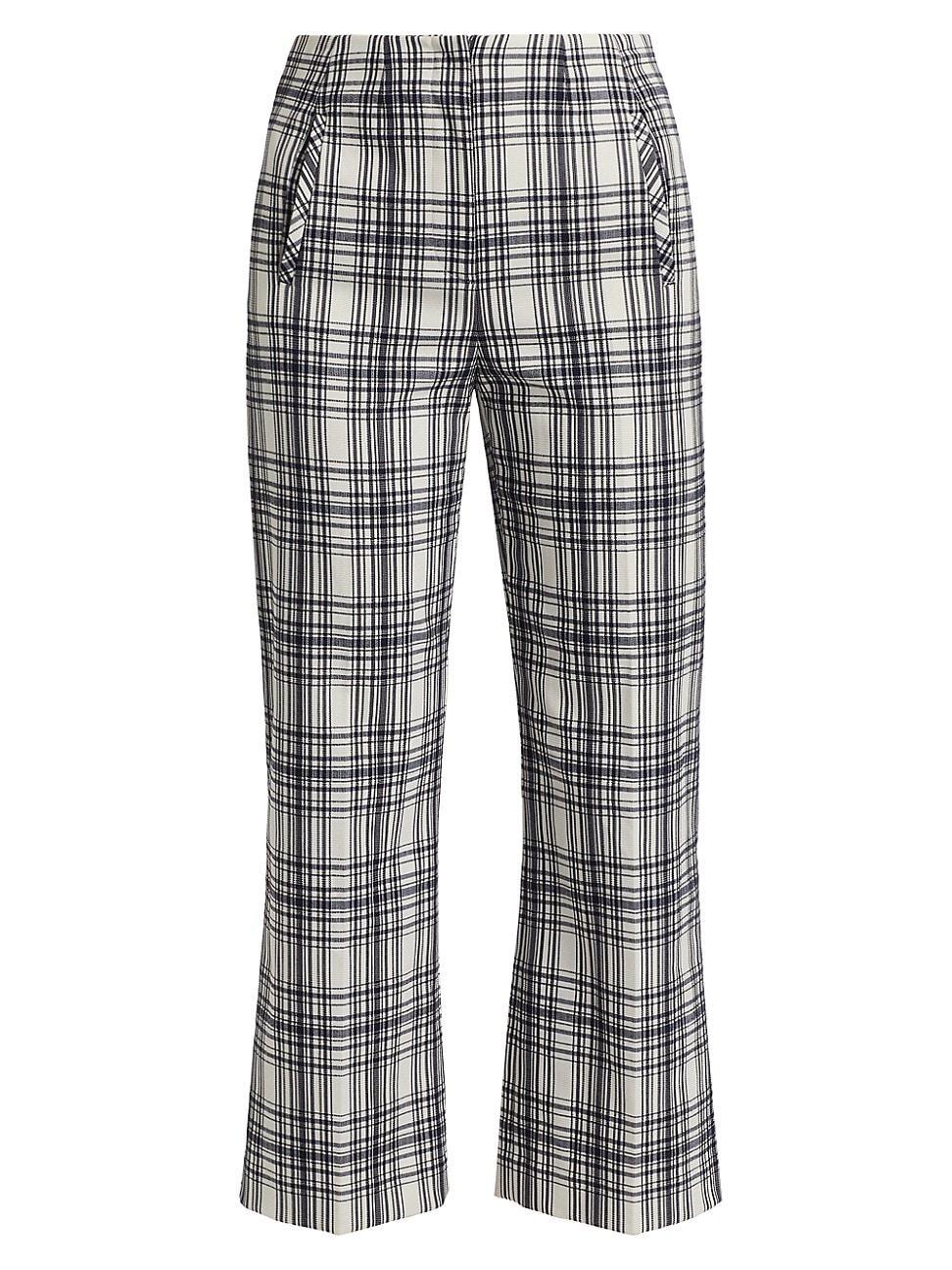Womens Dova Plaid Cotton-Blend Crop Pants Product Image