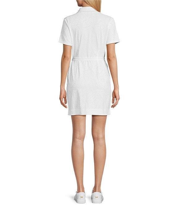 Tommy Bahama Aubrey IslandZone® Leaf Jacquard Polo Collar Short Sleeve Belted Dress Product Image